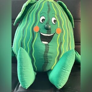 VINTAGE 1984 Hallmark PLUSH Wally the Watermelon Pillow Green Stuffed Animal NWB